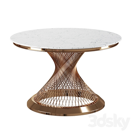 Garda Decor DINING TABLE ROUND ARTIFICIAL MARBLE / GOLD